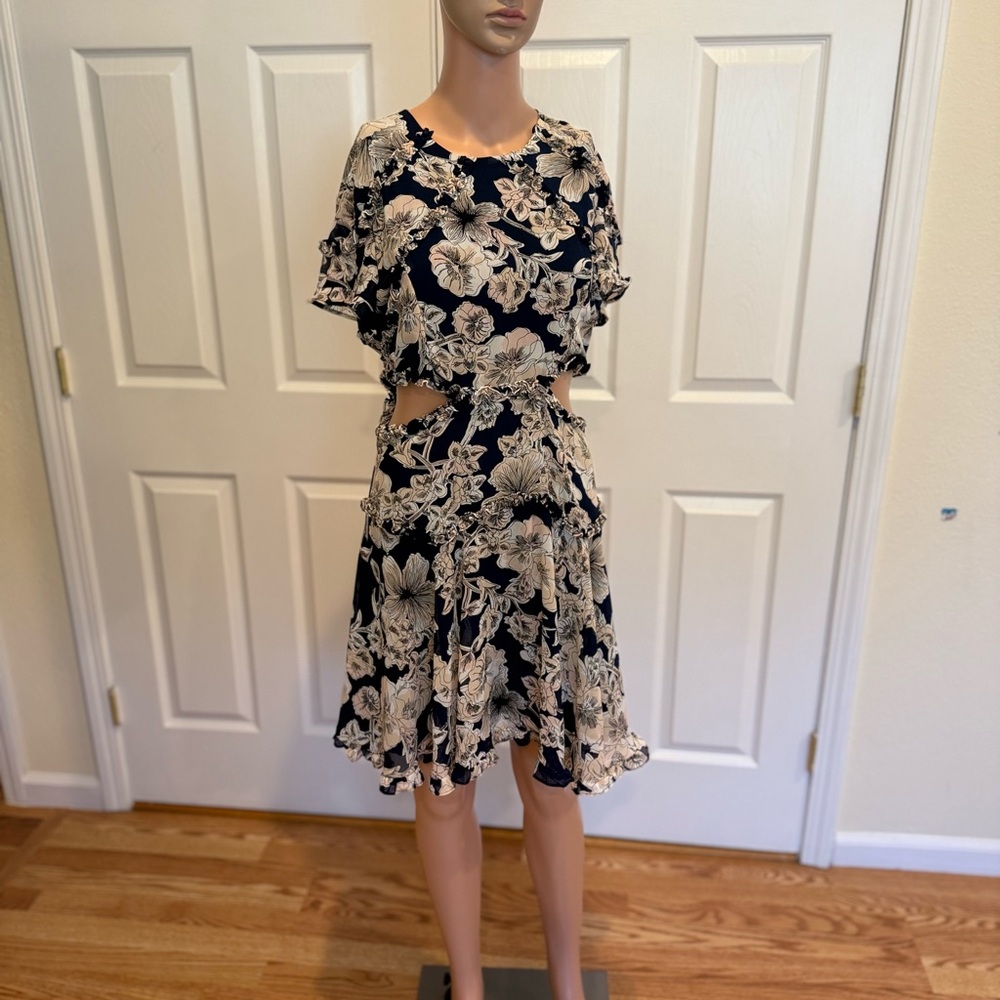 Bardot Black and Cream Ruffled Tiered Sundress